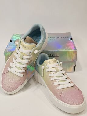 Skechers Street LA Court Break Enchanted Glitz Glitter Sneakers